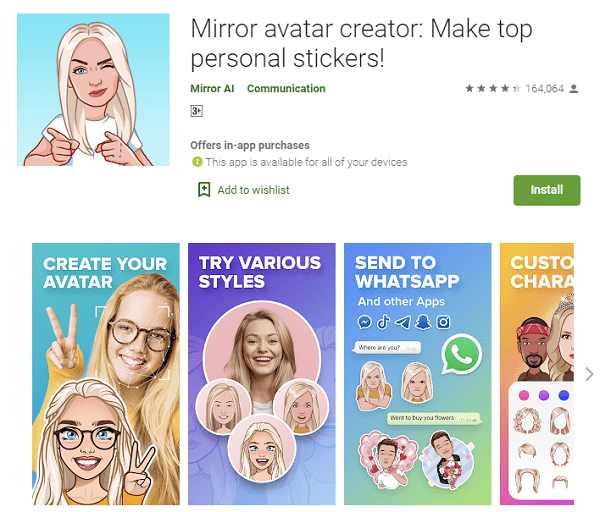 Mirror avatar creator: Make top personal stickers! - Aplikasi Edit Foto Jadi Anime
