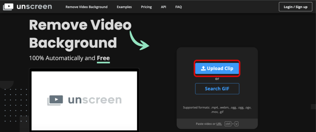 hapus background video dengan Unscreen