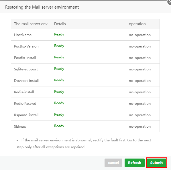 pop-up environment mail server