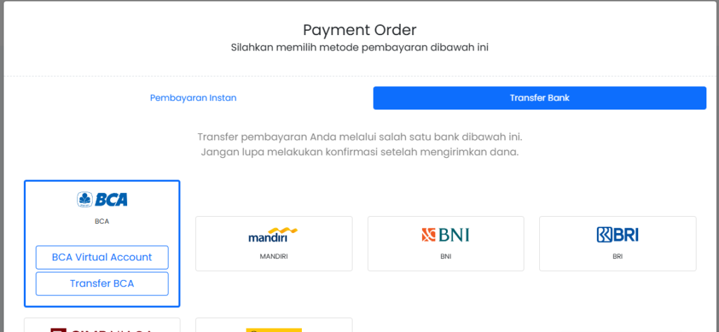 pilih metode pembayaran