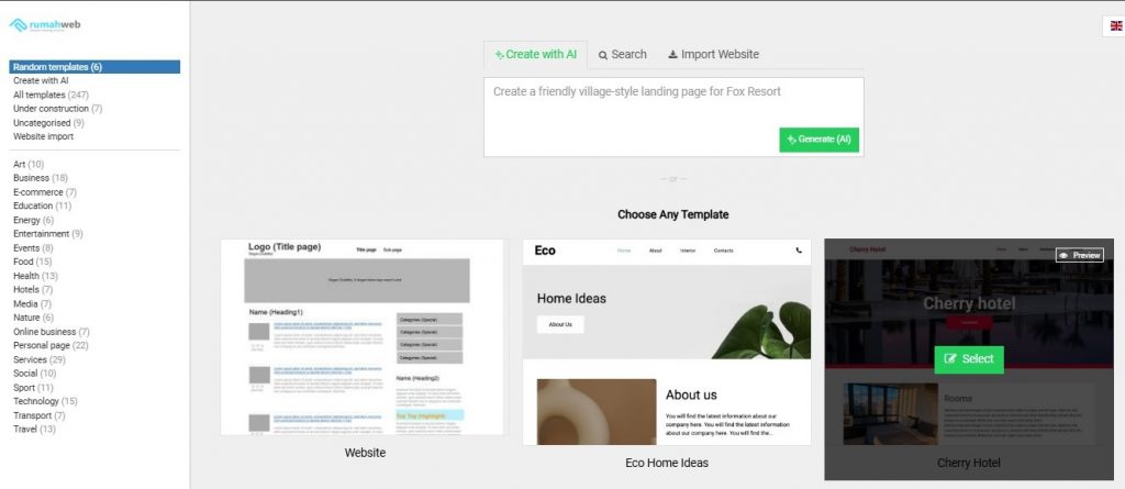 pilih template - Contoh Web Statis