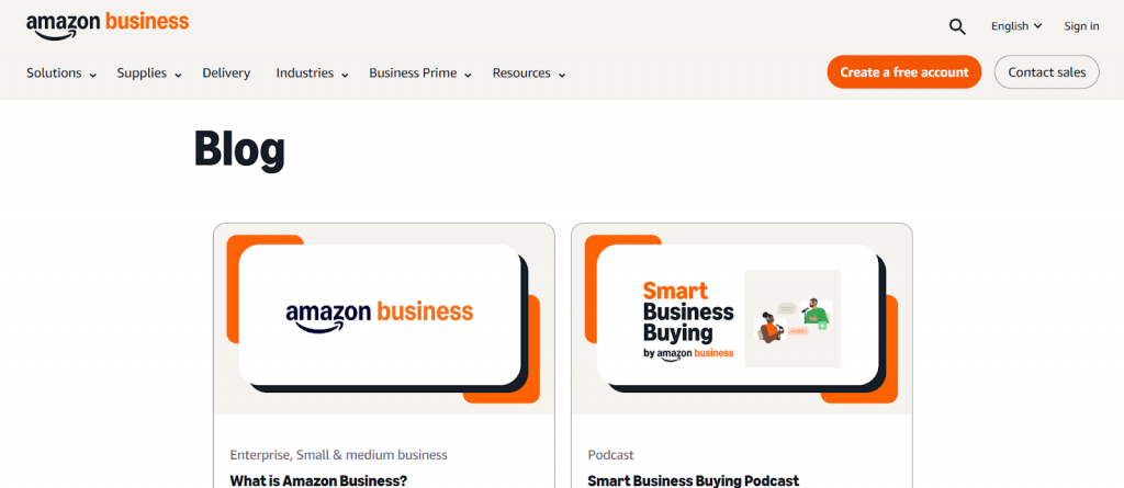 Contoh Blog Bisnis dari Amazon Business