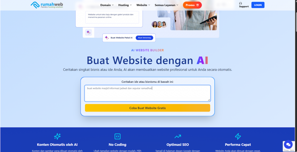 proses umum pembuatan website menggunakan AI.