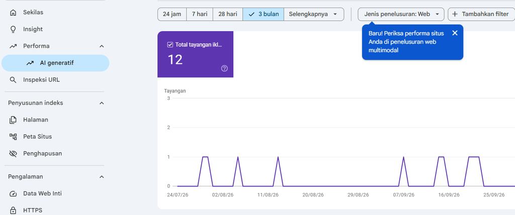 Laporan Generative AI di Google Search Console
